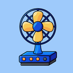 Vector Cartoon Illustration of a Vintage Retro Desk Electric Fan