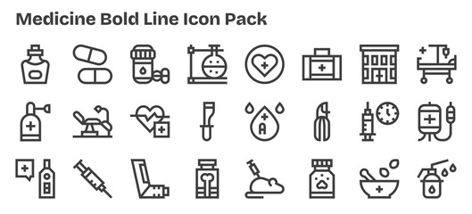 Fototapeta premium Medicine Visual Pack - 24 Bold Outline Icons