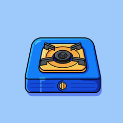 Minimalist Vector Illustration of a Portable Camp Stove