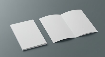 Blank Brochure Mockup Clean with Minimalist Design on Grey.