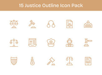 15 Outline Style Icons - Justice Collection