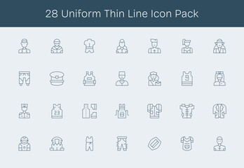 Uniform - 28 Thin Line Vector Illustrations