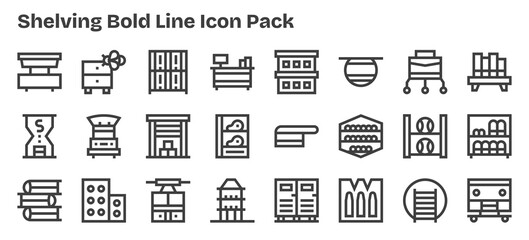 Shelving Vector Set - 24 Bold Outline Icons