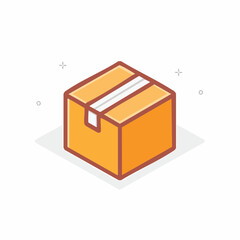 Isometric illustration of a delivery box in orange with shadow