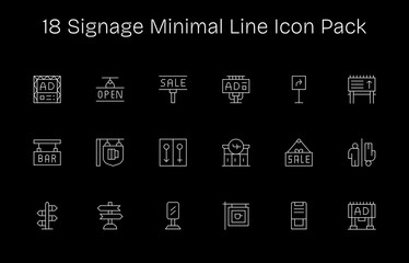 18 Minimal Line Style Icons - Signage Collection