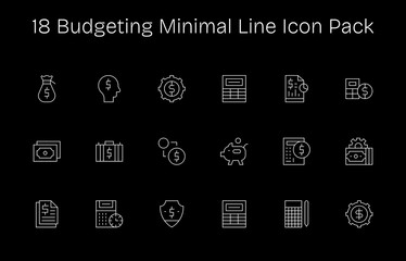 18 Minimal Line Icons - Budgeting Graphics