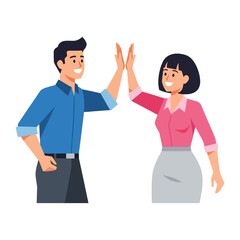 High Five: A lively illustration captures a moment of pure elation and celebration as two people connect with a high-five, symbolizing collaboration, achievement, and unity.