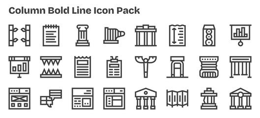 24 Icons for Column in Bold Outline Format