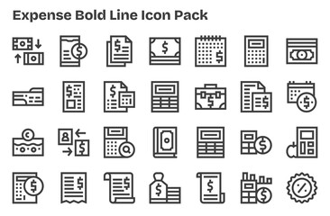 28 Expense Icons in Extra Bold Line Aesthetic