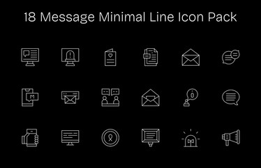 Message Vector Set - 18 Minimal Line Icons