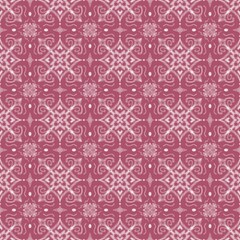 Fototapeta premium Seamless white and magenta intricate pattern Repeating floral motifs and geometric designs on a dark pink background