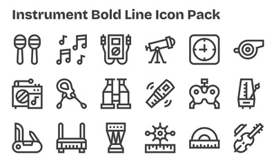 Bold Line Icons - Instrument Set with 18 Vectors