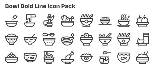 24 Icons for Bowl in Bold Outline Format