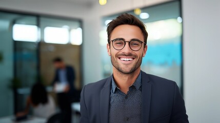 Businessman in office,modern interior background,copy space concept,mockup template.