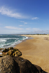 The beach view in Miramar, Porto, Portugal