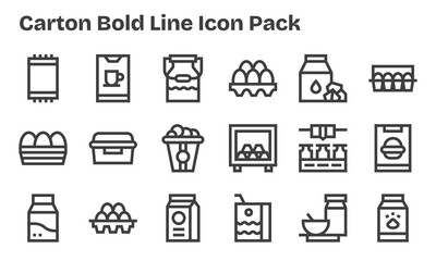 Bold Line Style Carton Icons - 18 Vectors