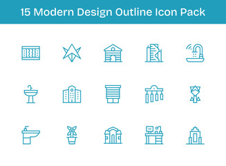 Modern Design - 15 Icons in Outline Design