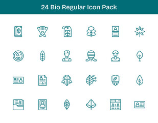 24 Bio Icons in Regular Outline Aesthetic
