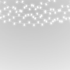 png glowing ribbon with light garland gold string lamp decorative border festive design transparent vector holiday banner background winter card celebration new year party happy