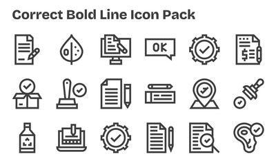 Correct Icon Collection - 18 Bold Line Designs