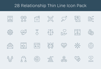 Relationship - 28 Thin Line Vector Illustrations