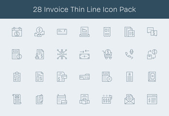 Invoice Vector Set - 28 Thin Line Icons