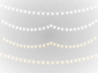 png decorative lamp with glowing string garland gold ribbon light border festive transparent vector background holiday design winter celebration card banner new year event party