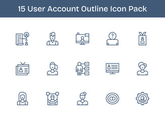 User Account Vector Set - 15 Outline Icons