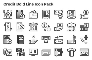 28 Credit Icons in Extra Bold Line Aesthetic