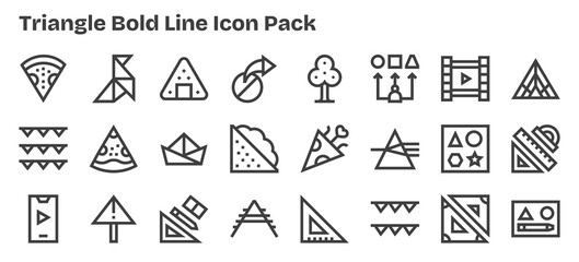 Triangle - 24 Icons in Bold Outline Design