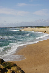 The beach view in Miramar, Porto, Portugal