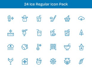 24 Icons for Ice in Regular Outline Format