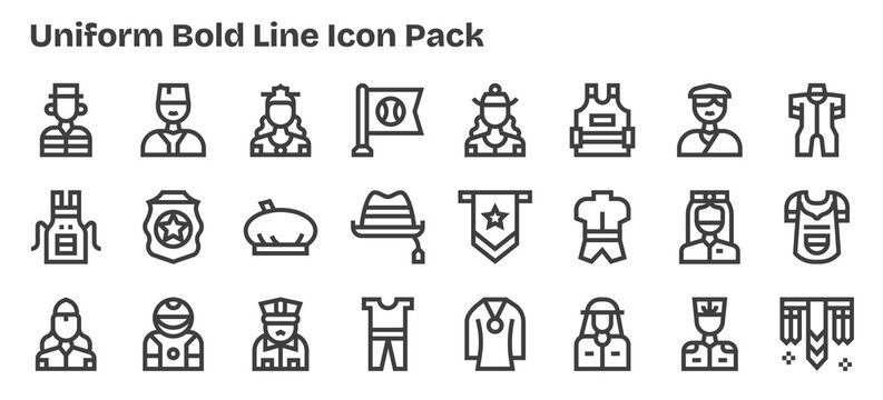 Uniform Icon Collection - 24 Bold Outline Designs