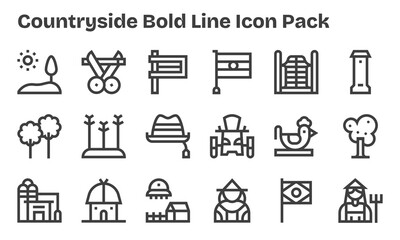 Countryside - 18 Icons in Bold Line Design