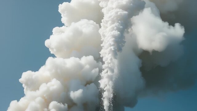White Smoke Plume and Falling Liquid in Sky
