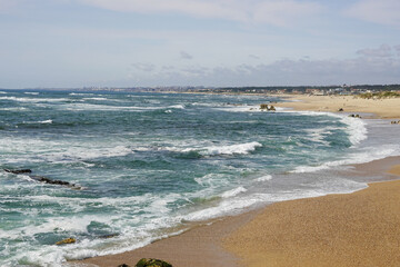 The beach view in Miramar, Porto, Portugal