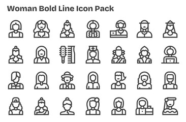 Woman Design Icons - 28 in Extra Bold Line Style