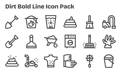 Dirt - 18 Icons in Bold Line Design