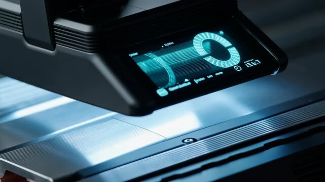 High-Tech 3D Printing Process with Close-Up of Digital Display