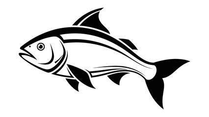Monochromatic Fish Illustration: A sleek, detailed illustration of a fish, rendered in striking black and white, highlighting the graceful curves and textures of its form.