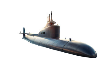 Submarine closeup 3d rendering isolated on transparent background