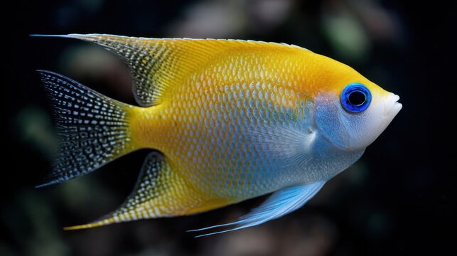 Close-up of a vibrant yellow fish