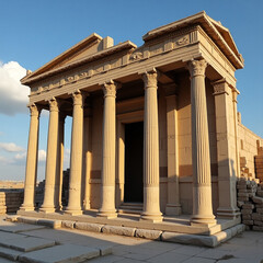 Naklejka premium Ancient Temple of Apollo, a classical Greek landmark with towering columns against a clear sky, an acropolis of history in Athens