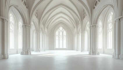 Fototapeta premium Grand, white cathedral interior (4)
