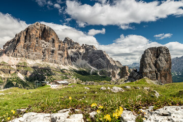 Hiking Trail Leading to Cinque Torri in the Italian Dolomites