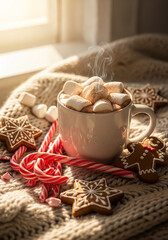 Fototapeta premium mug with cocoa and marshmallows
