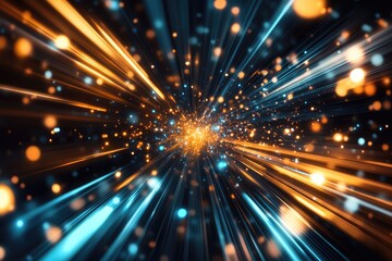 Fototapeta premium Abstract, vibrant, radial lines of light