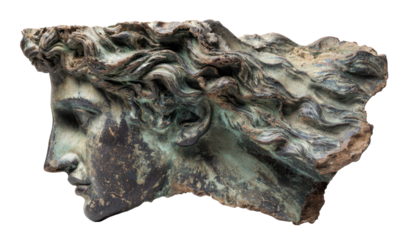 Ancient bronze head profile