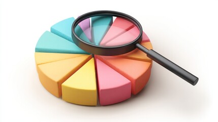 Colorful pie chart magnified