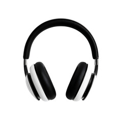 Black and white over-ear headphones on black background
